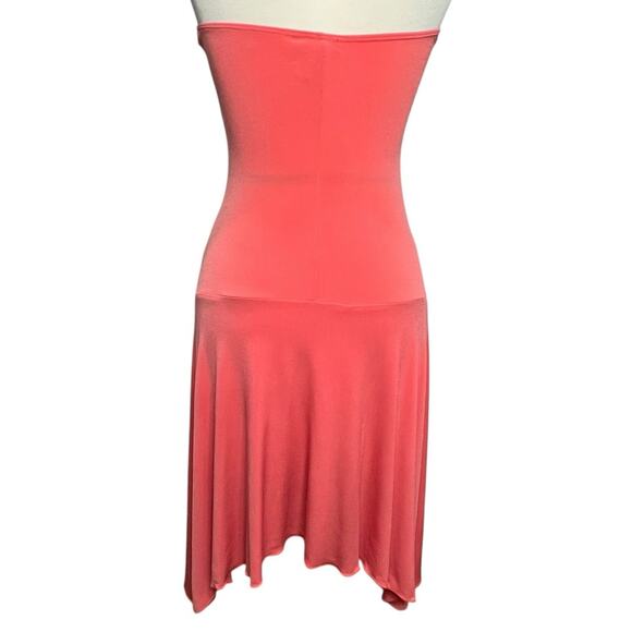 Rhapsody Y2K Strapless Dress Womens M Orange Bandeau Stretch Shark Bite Coquette - Picture 5 of 15
